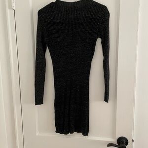 Express Black Ribbed Long Sleeve Dress